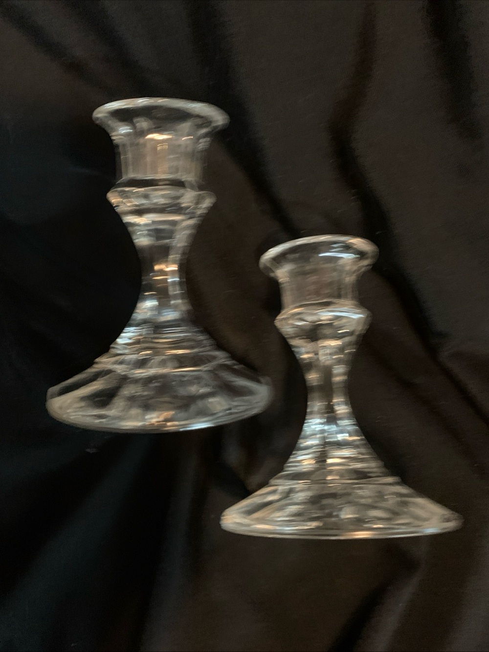 Clear Glass Taper Candlestick Holders - Set of 2